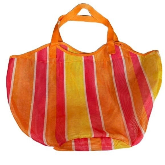 Summer Stripped Beach Mesh Net Shoulder Shopping Bag - Picture 2 of 8